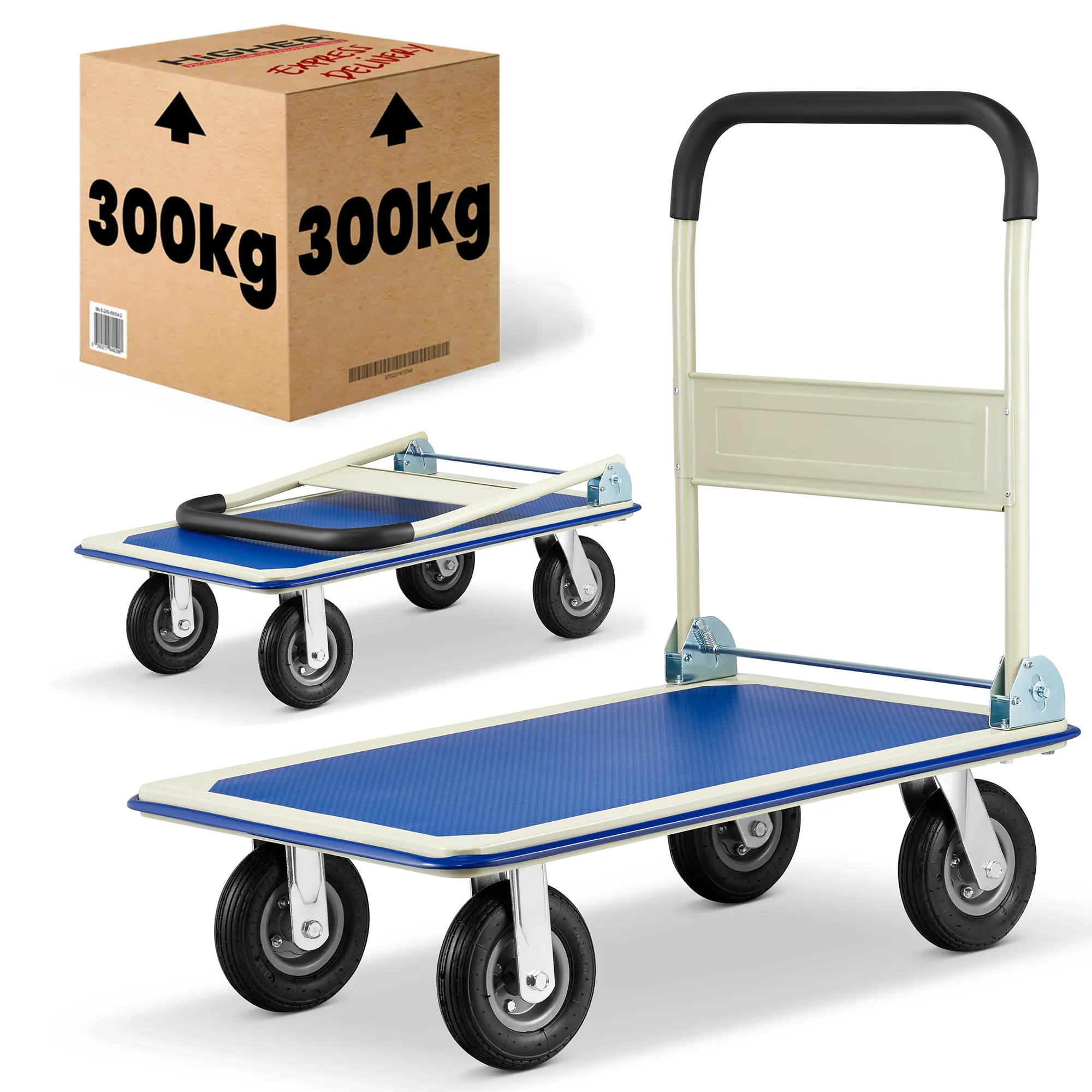 Wózek platformowy transportowy magazynowy 300 kg HIGHER koła pełne