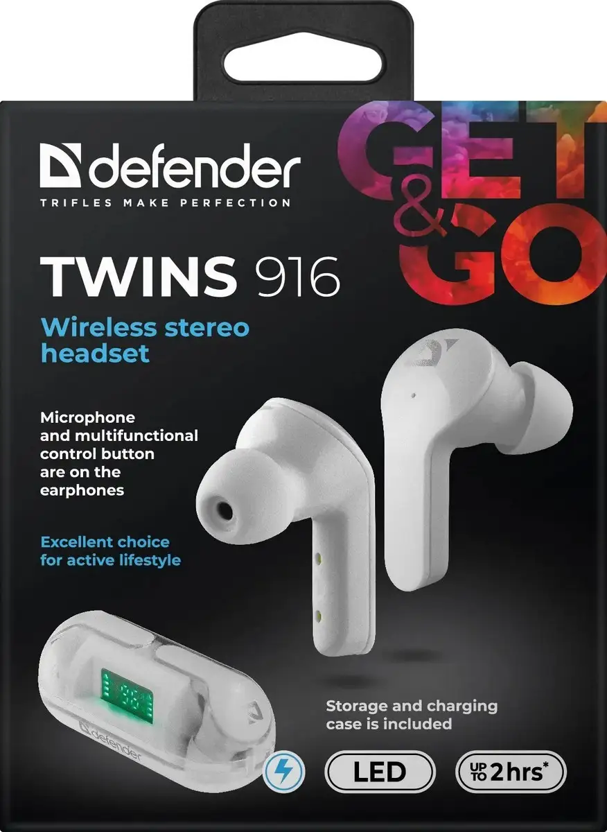 SŁUCHAWKI DEFENDER BLUETOOTH TWINS 916 BIAŁE — 11