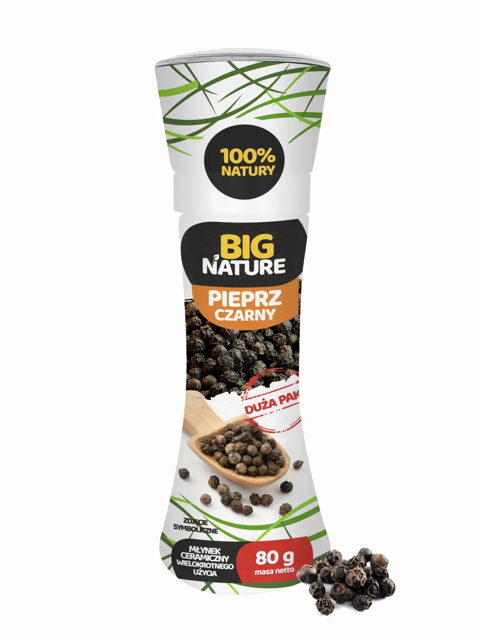 Przyprawa Pieprz czarny Młynek 80g Duża Paka - BIG NATURE