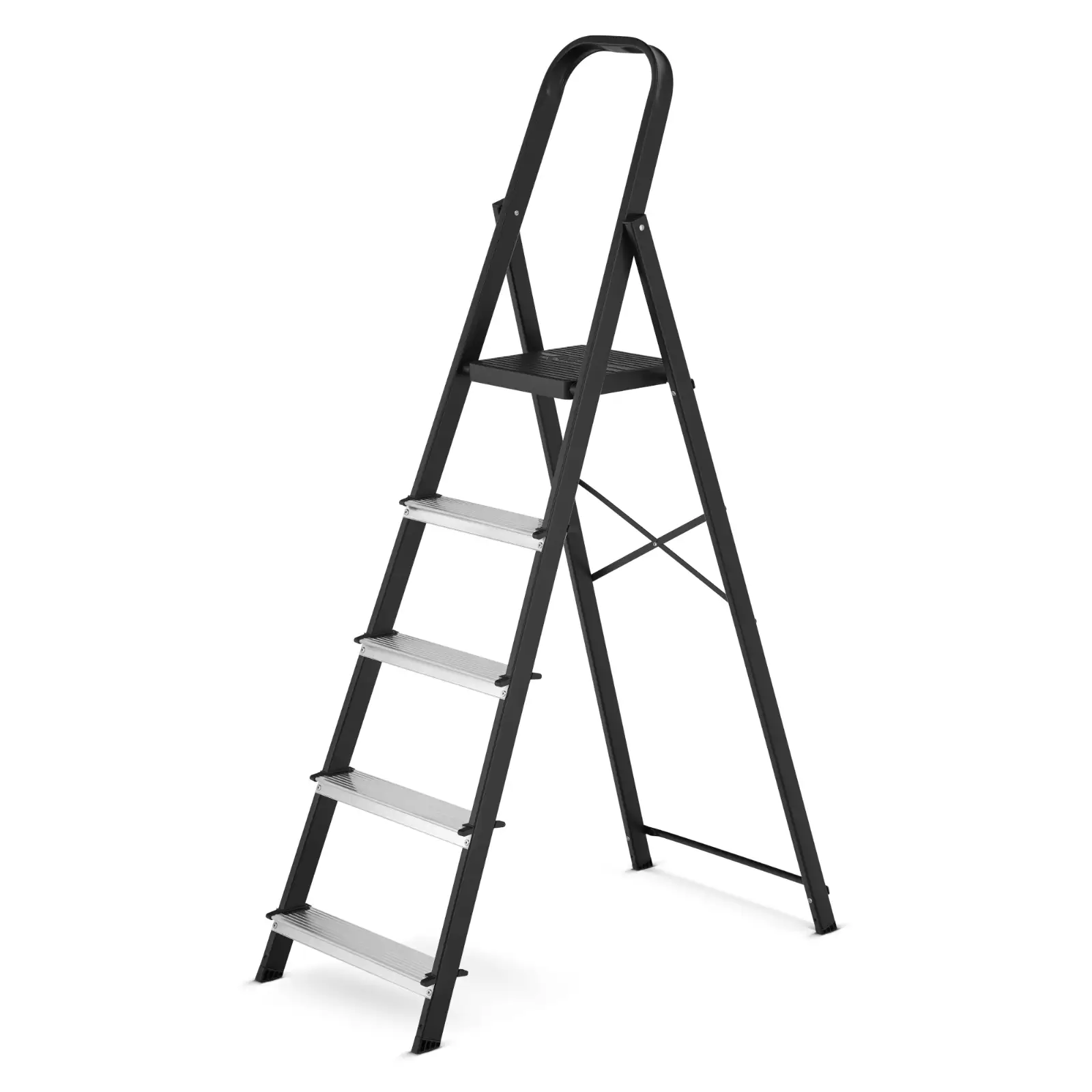 Drabina aluminiowa stalowa domowa HIGHER 5 stopni 150 kg MOCNA — 2
