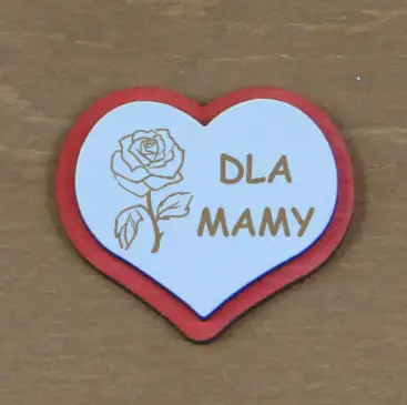 magnes 5 szt. dla Mamy serce z różą  5 x 4 cm.   -   P436W1