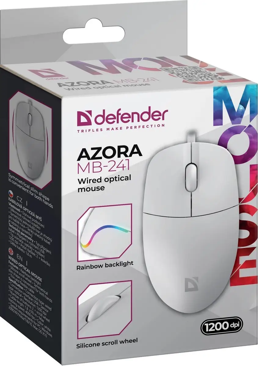 MYSZ DEFENDER AZORA MB-241 OPTICAL 1200dpi 3P BIAŁA — 4