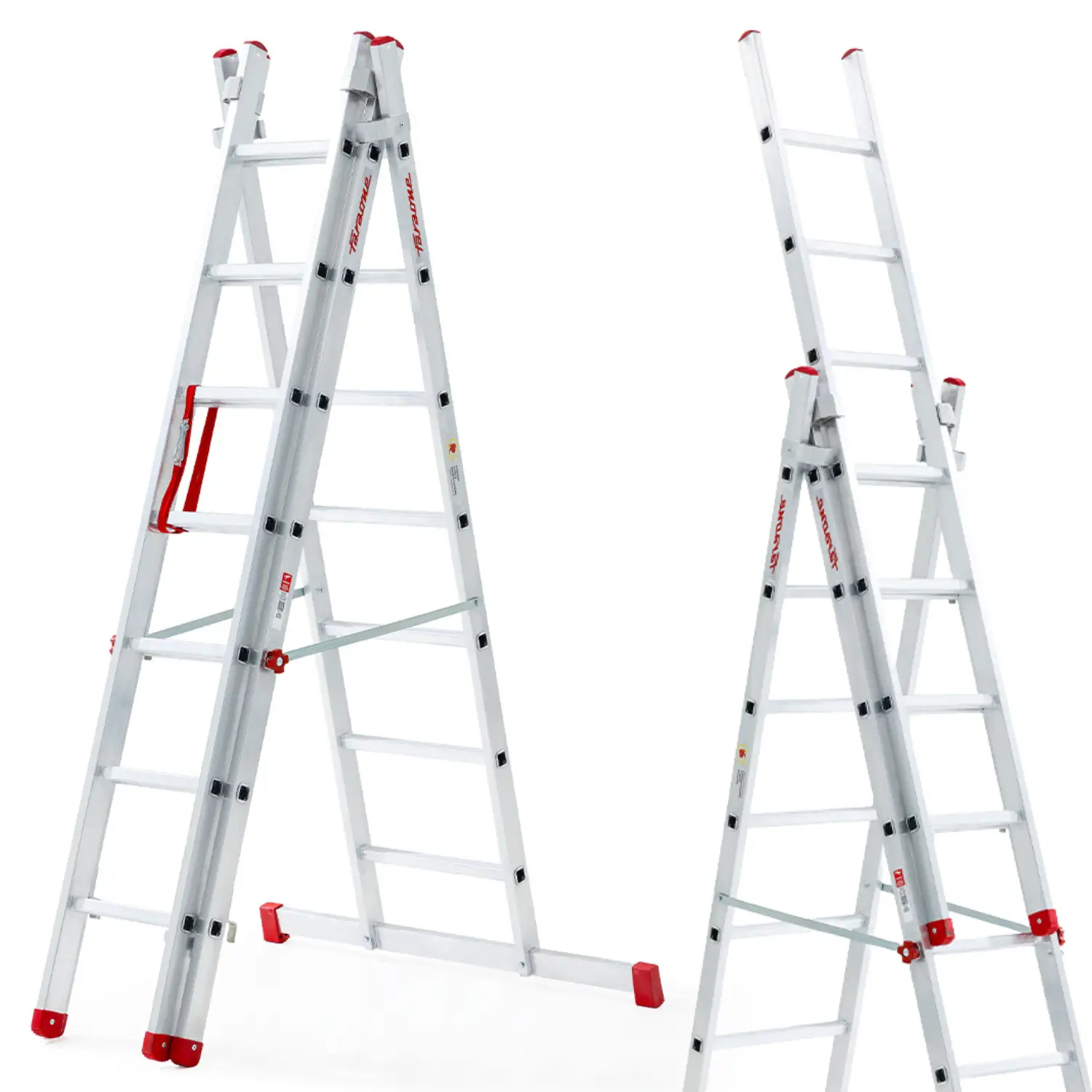 Drabina aluminiowa na schody profesjonalna FARAONE 3x8 AK250.3SC- 6,19 m