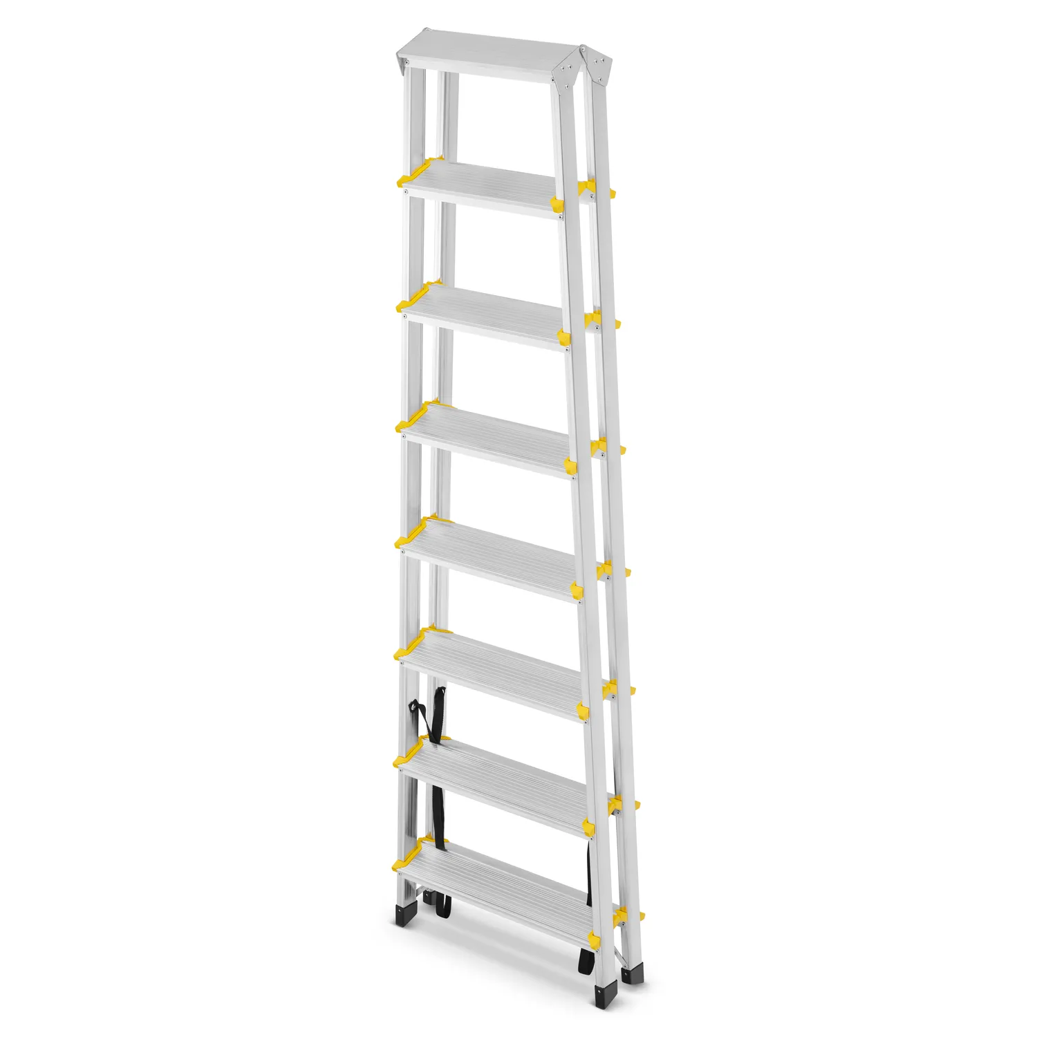 Drabina aluminiowa domowa dwustronna składana HIGHER 2x8 stopni taboret podnóżek schodek — 4