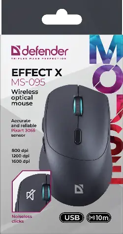 MYSZ DEFENDER EFFECT X MS-095 RF CZARNA 1600dpi 6P — 6