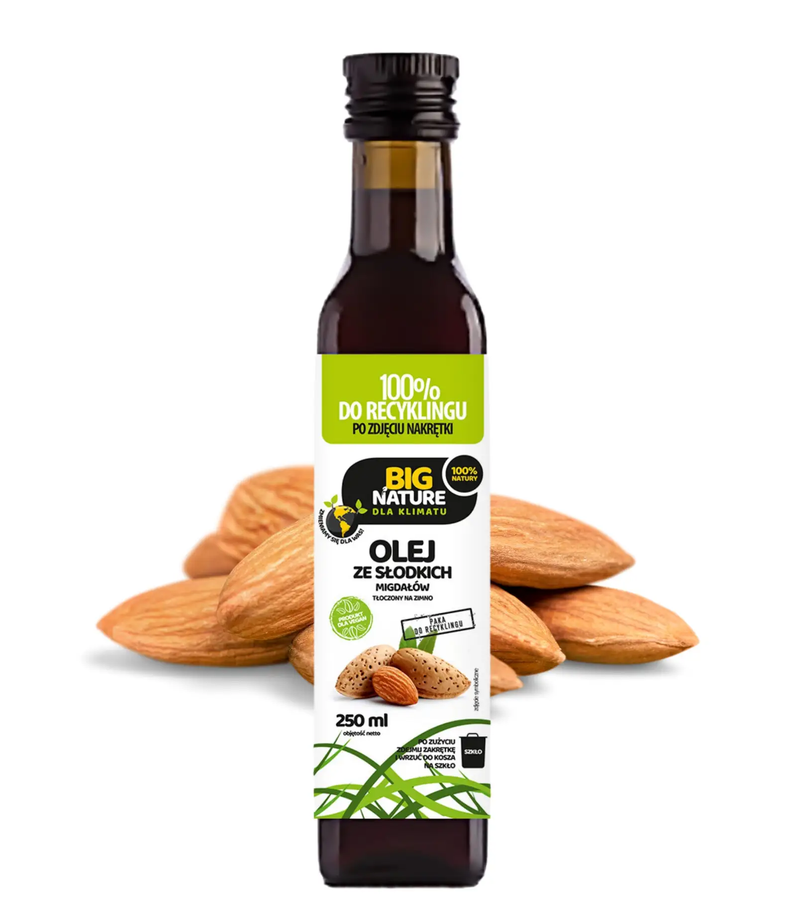 Olej ze słodkich migdałów tłoczony na zimno 250ml - BIG NATURE