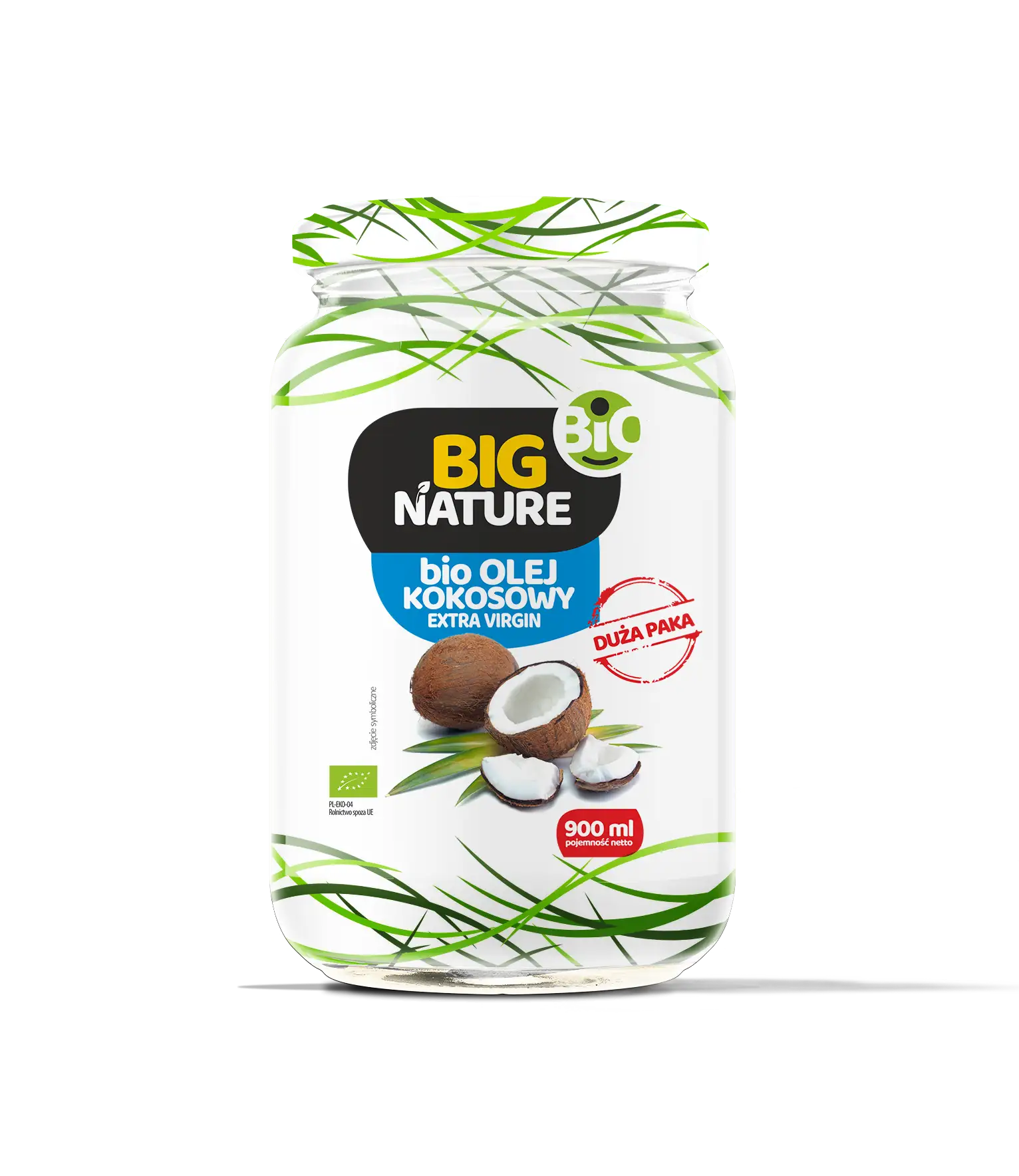 Olej kokosowy extra virgin tłoczony na zimno bio 900ml - BIG NATURE — 2