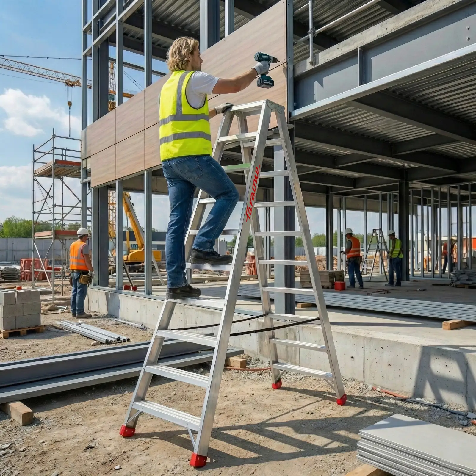 Drabina aluminiowa dwustronna składana profesjonalna 10 stopniowa FARAONE S2230ND - 3,40 m — 8