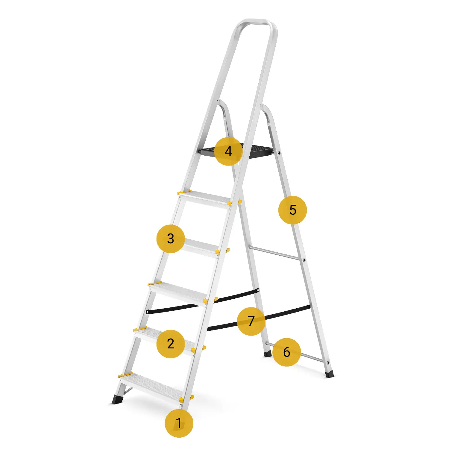 Drabina aluminiowa domowa jednostronna schodki do domu HIGHER 6 stopni 125 kg — 6