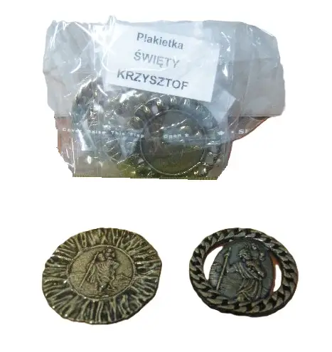 plakietka metalowa św. Krzysztof  10szt.