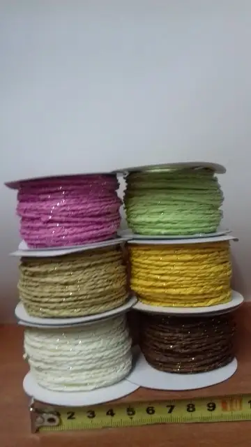 wstążka 6szt papier+ srebrna/złota nić  30m 3626