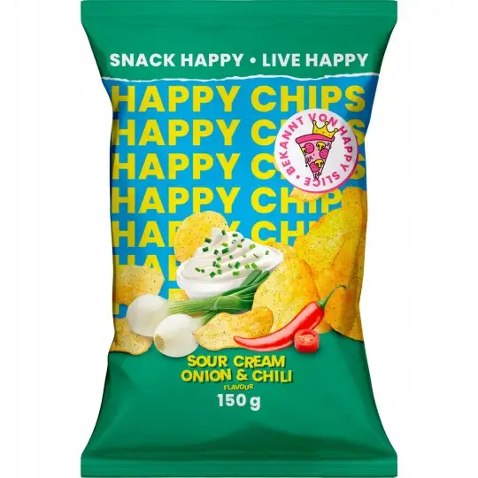 Happy Chips Chipsy o Smaku cebula i Chili 150g Karton — 4