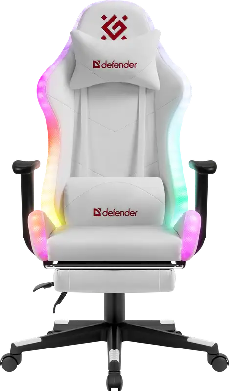 FOTEL DEFENDER WATCHER BIAŁY RGB GAMING — 10