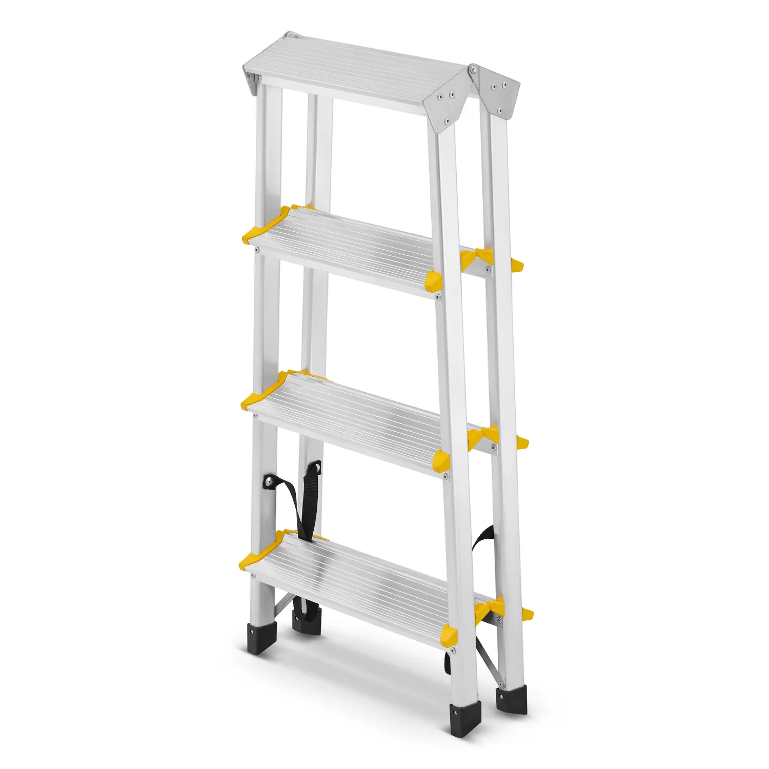 Drabina aluminiowa domowa dwustronna składana HIGHER 2x4 stopnie taboret podnóżek schodek — 5