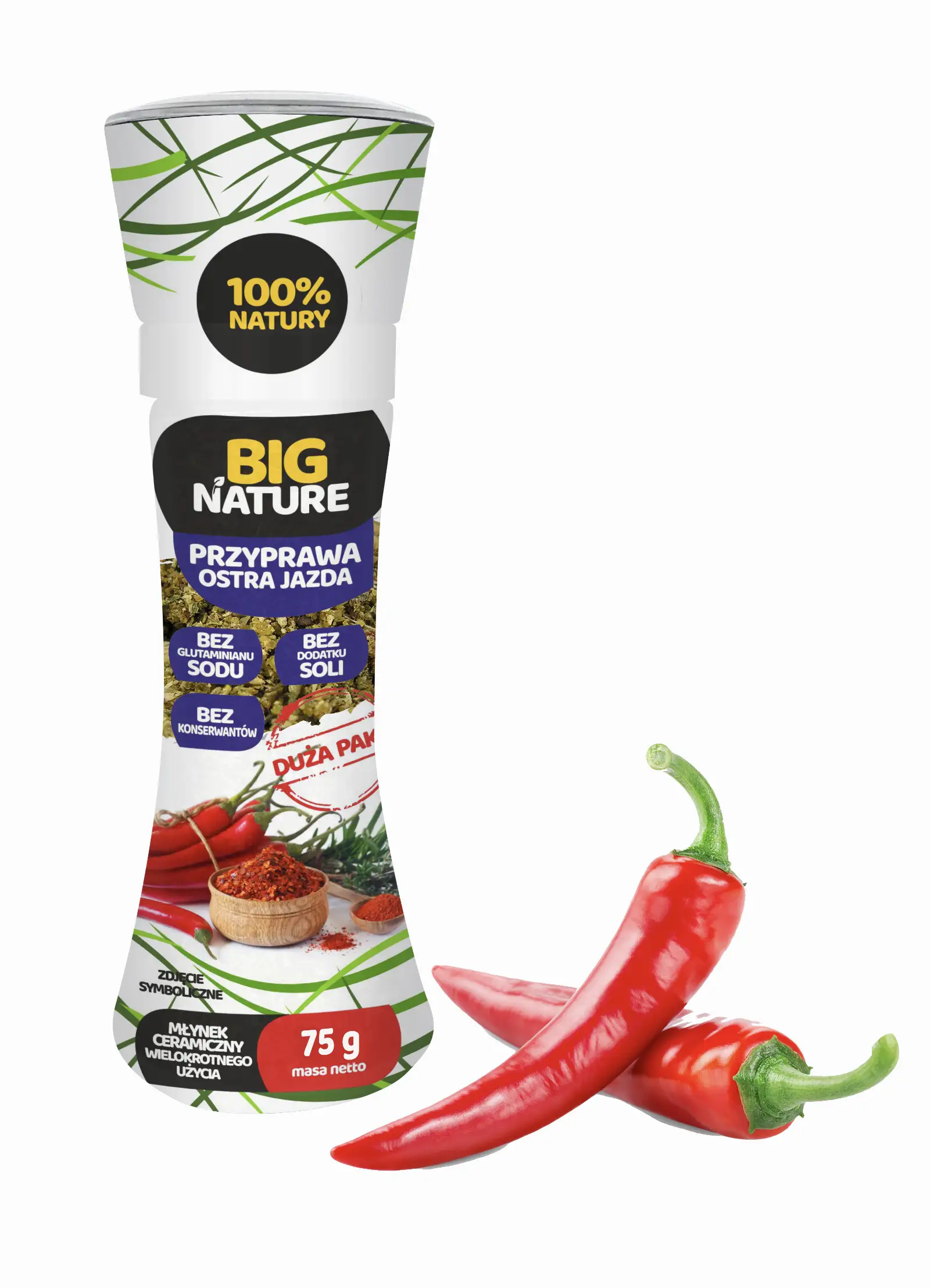 Przyprawa Ostra Jazda Młynek 75g Duża Paka - BIG NATURE