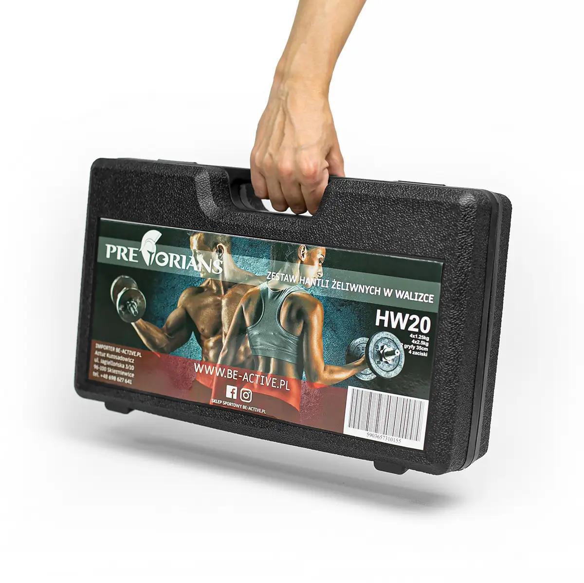 Zestaw hantli żeliwnych w walizce 2x10kg — 7