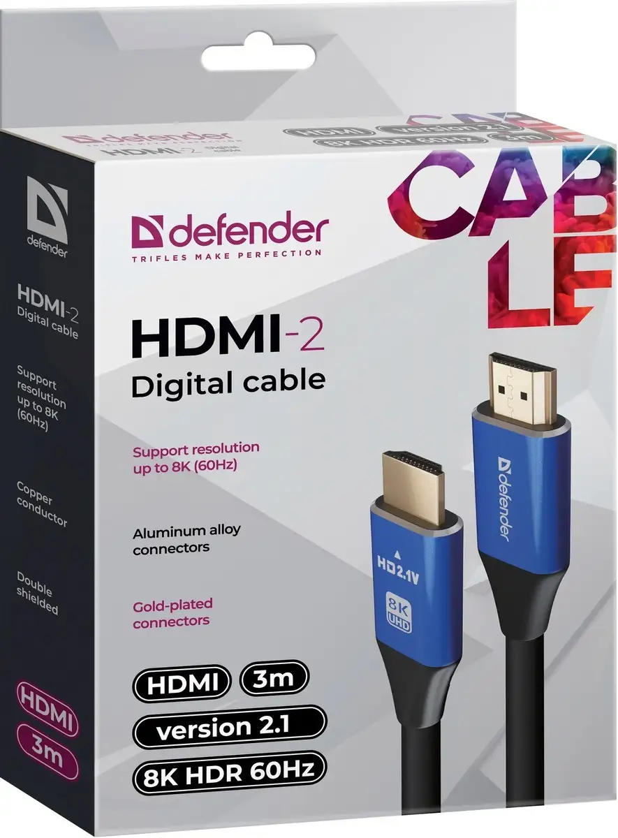 KABEL DEFENDER HDMI-HDMI 3,0m M/M v2.1 8K — 4