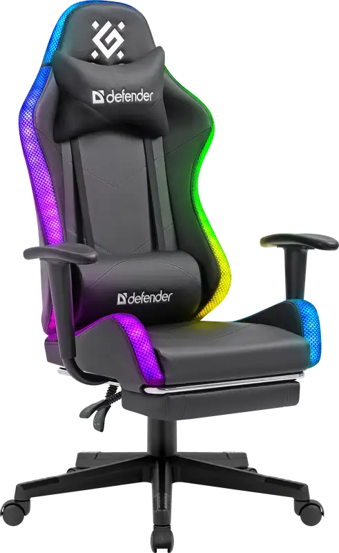 FOTEL DEFENDER WATCHER CZARNY RGB GAMING