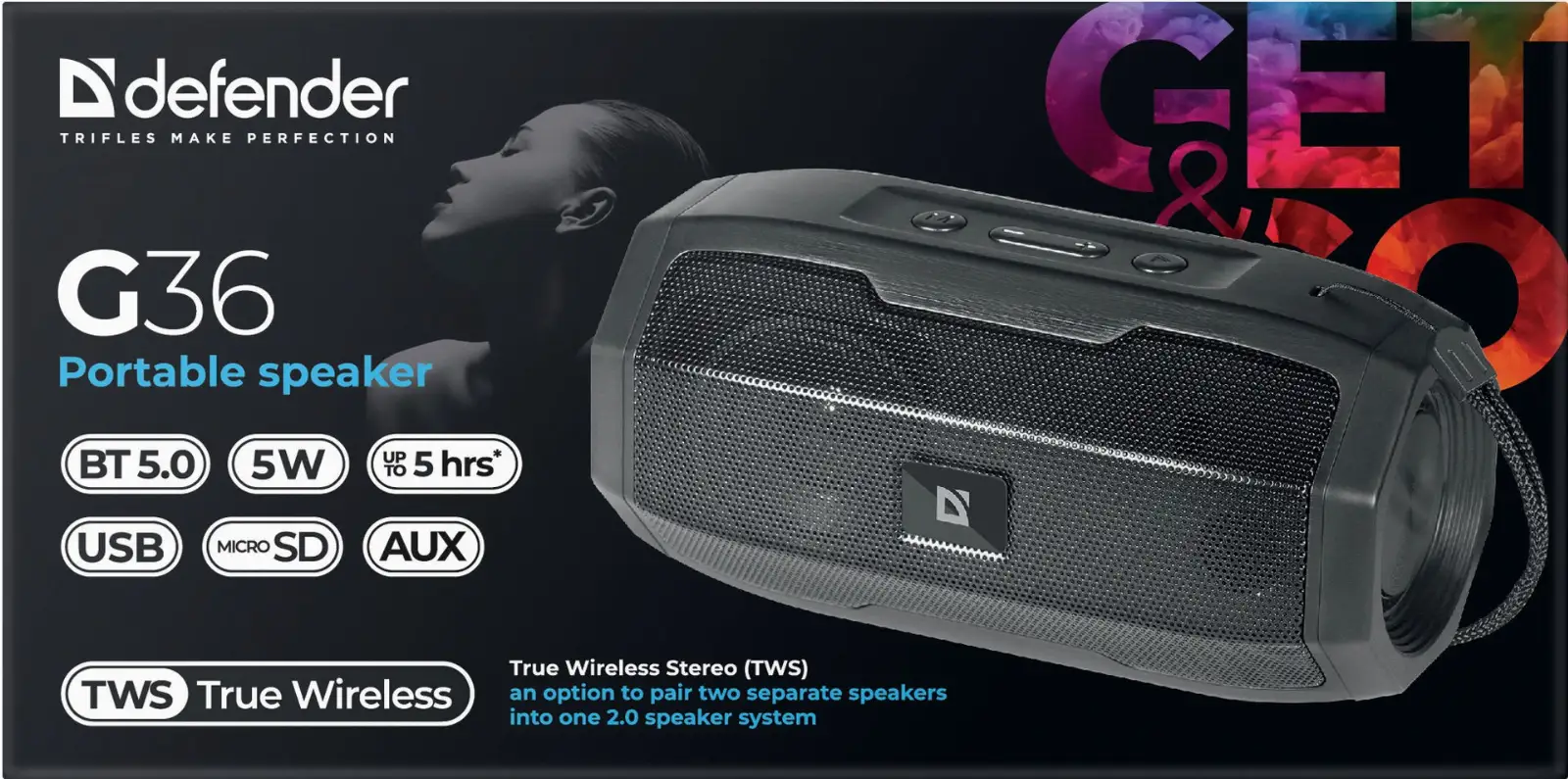 GŁOŚNIK DEFENDER G36 BLUETOOTH 5W FM/USB/TF/AUX — 6
