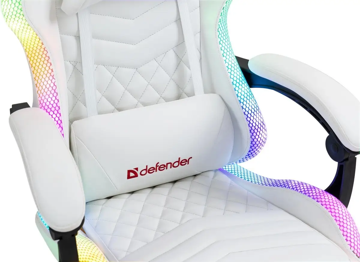 FOTEL DEFENDER CORE BIAŁY RGB GAMING — 21