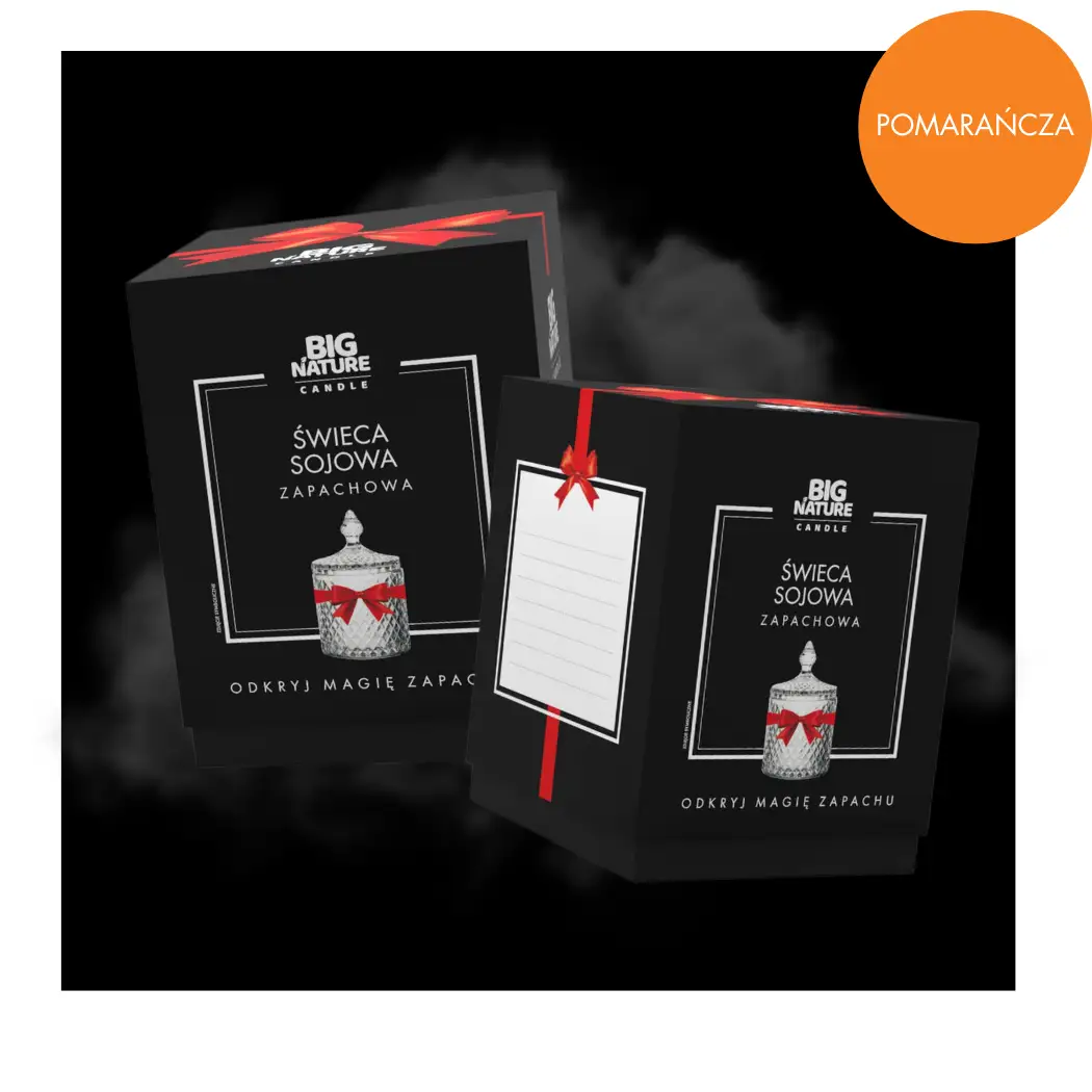 Świeca sojowa o zapachu POMARAŃCZA 240g PREZENTOWA - BIG NATURE CANDLE