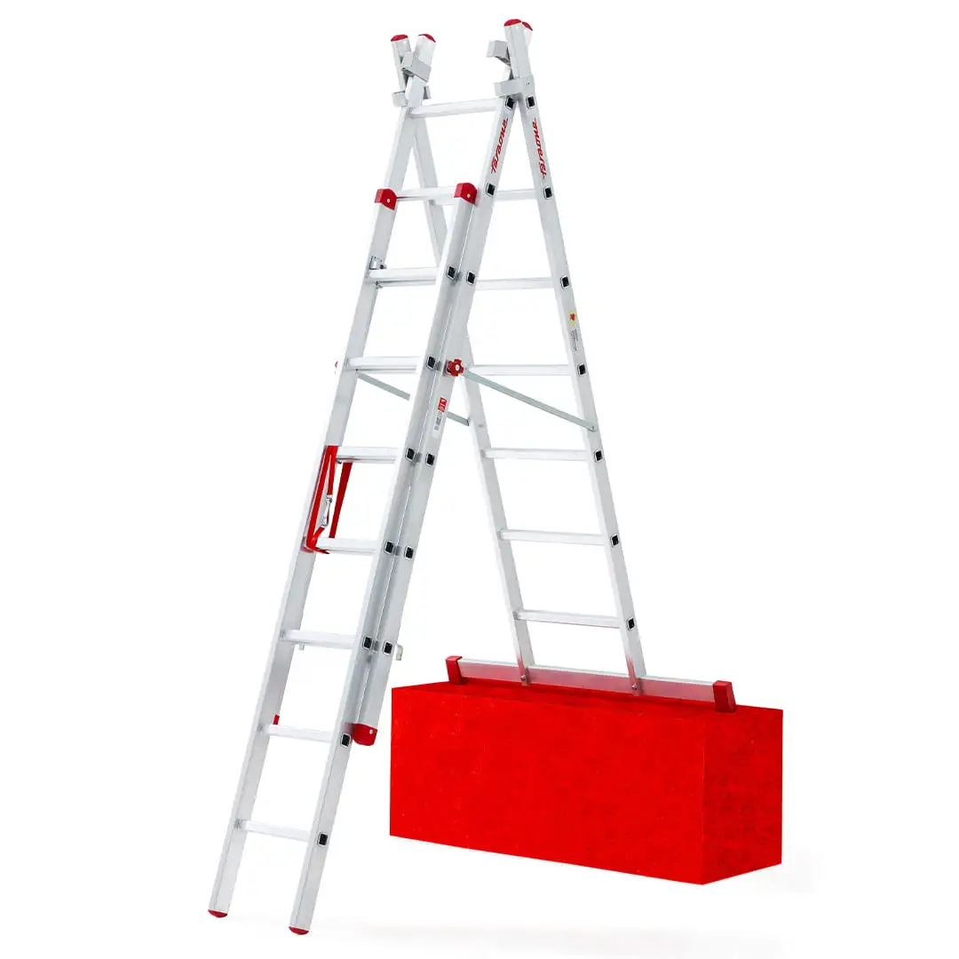 Drabina aluminiowa na schody profesjonalna FARAONE 3x7 AK225.3SC - 5,30 m — 10
