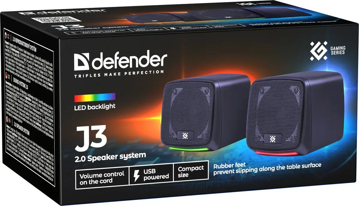 GŁOŚNIKI DEFENDER J3 2.0 6W LED USB CZARNE — 8