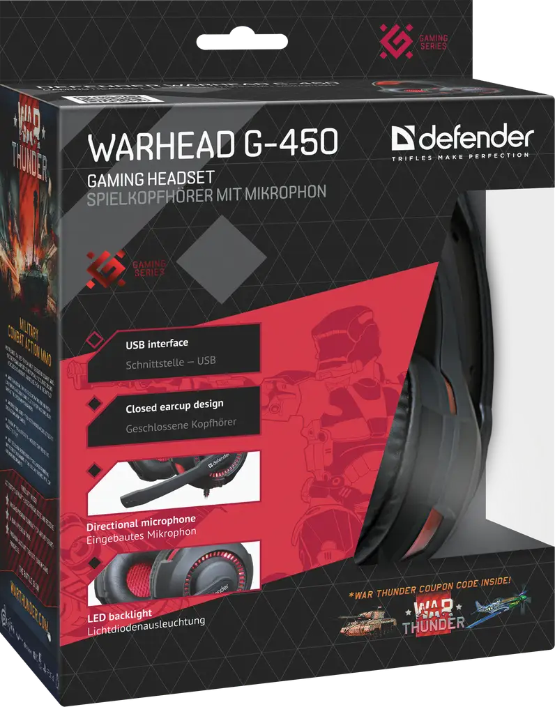 SŁUCHAWKI DEFENDER Z MIKR WARHEAD G-450 LED USB + GRA — 7