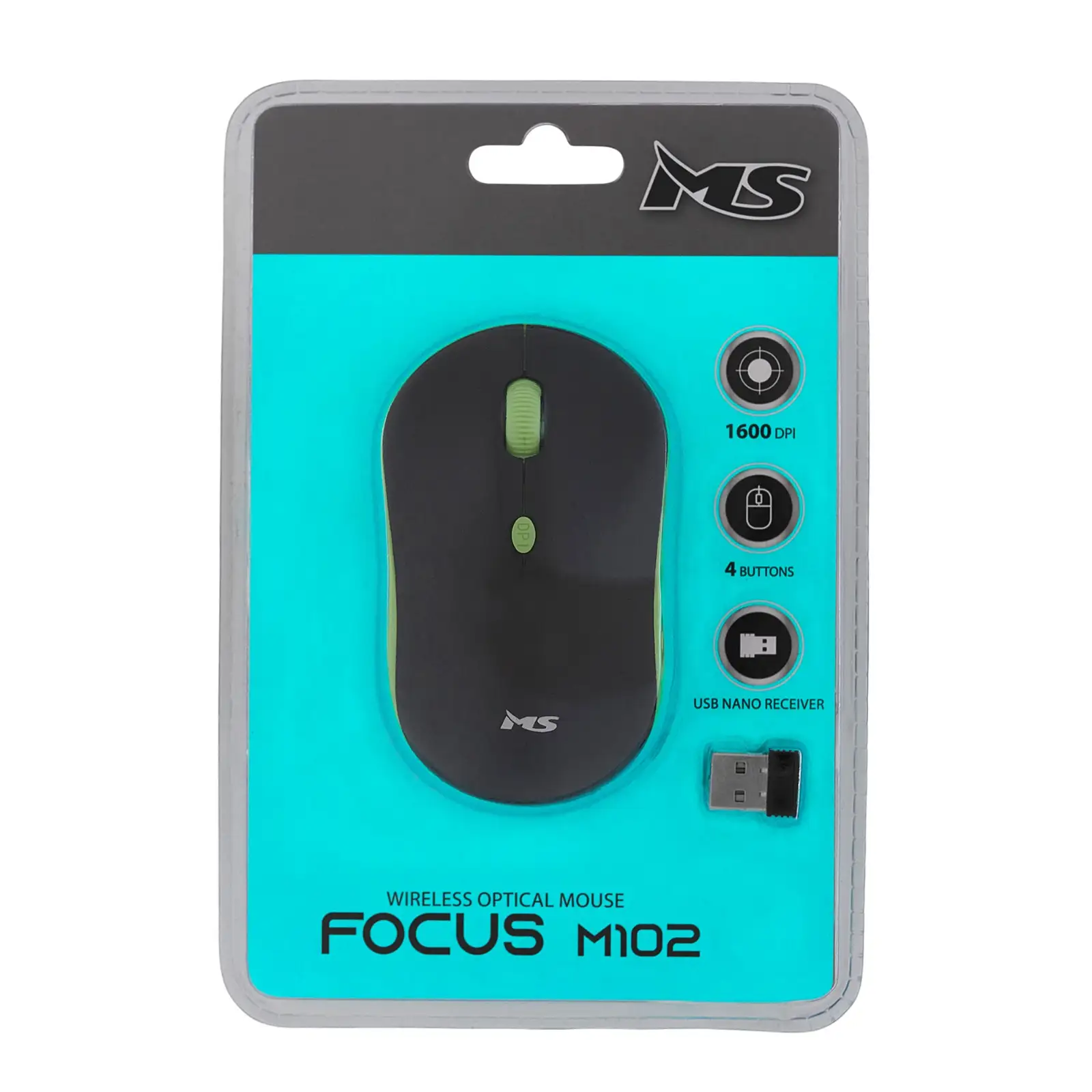 MYSZ MS FOCUS M102 BEZPRZEWODOWA ZIELONA — 5