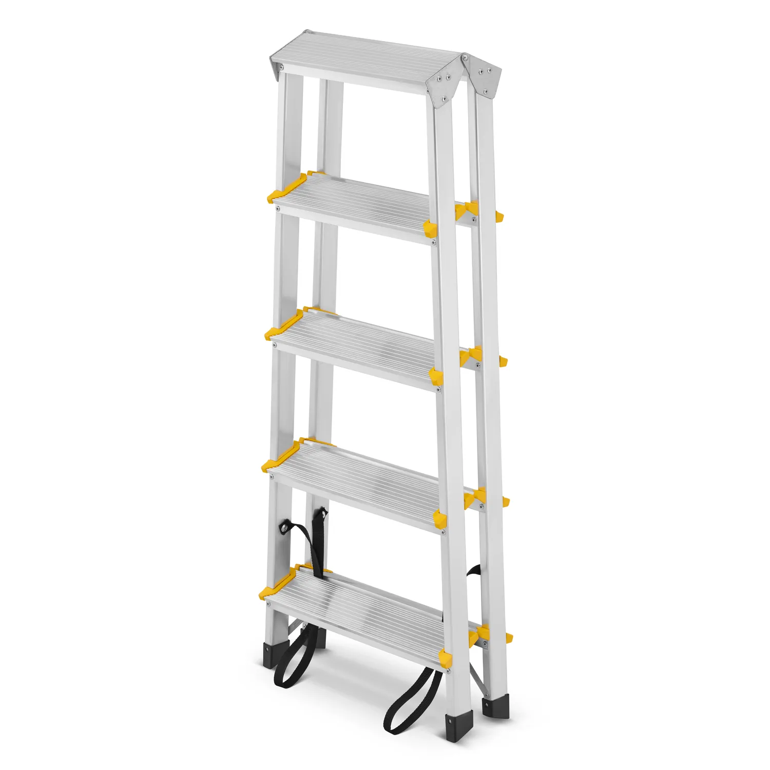 Drabina aluminiowa domowa dwustronna składana HIGHER 2x5 stopni taboret podnóżek schodek — 4