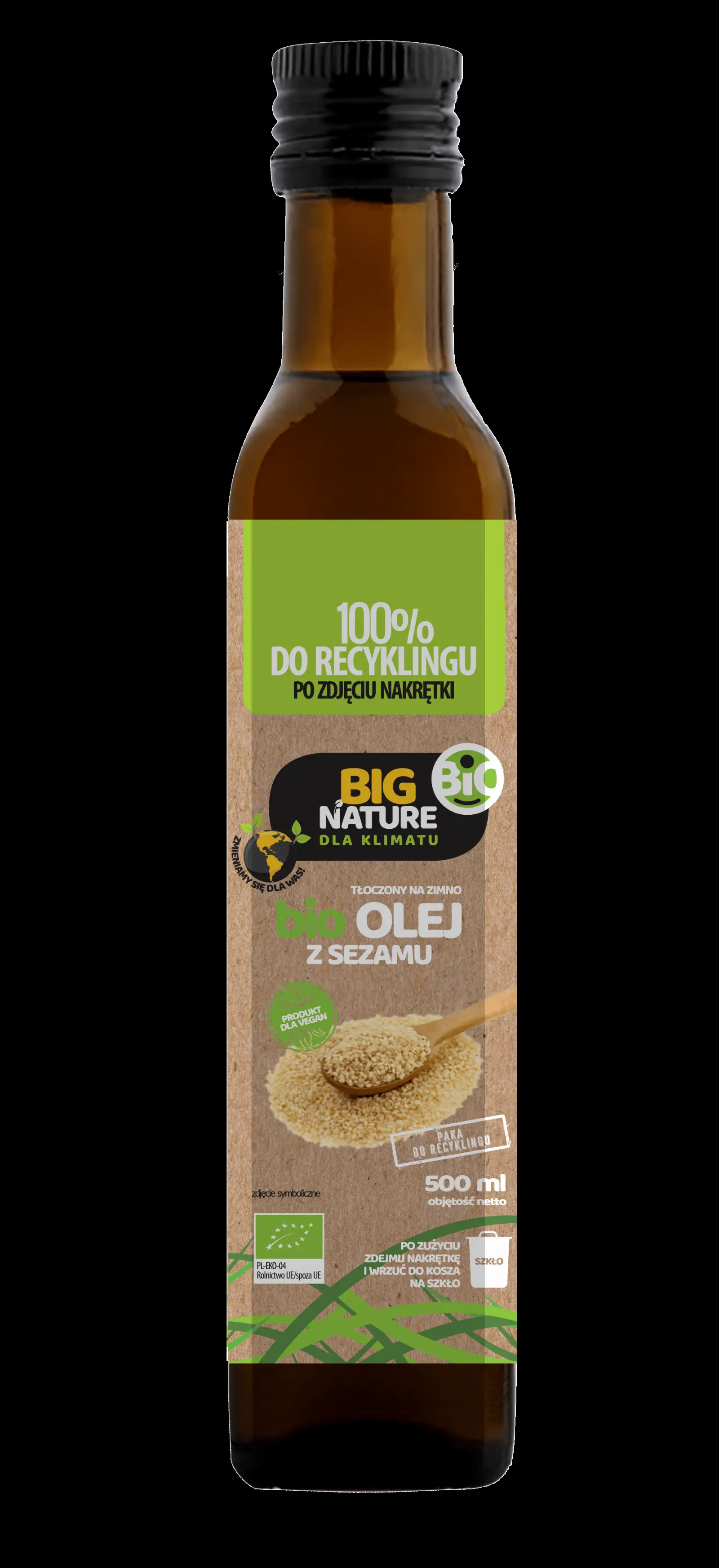 Olej sezamowy BIO tłoczony na zimno 500ml - BIG NATURE