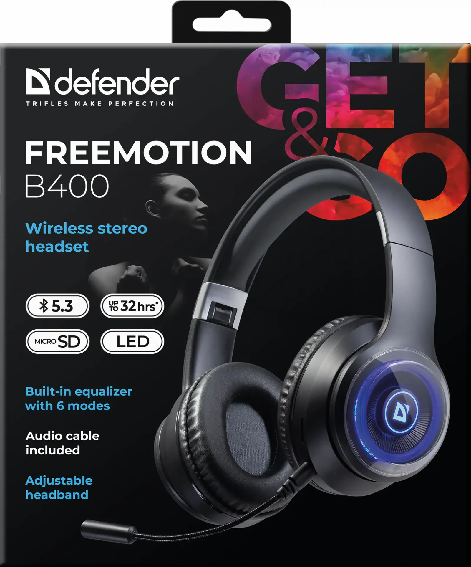 SŁUCHAWKI DEFENDER BLUETOOTH FREEMOTION B400 LED — 10