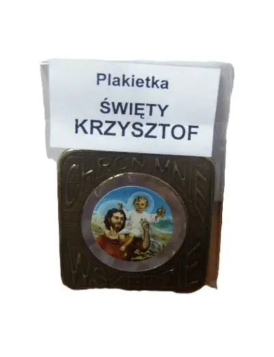 plakietka metalowa  Św. Krzysztof - Chroń Mnie - 10 szt