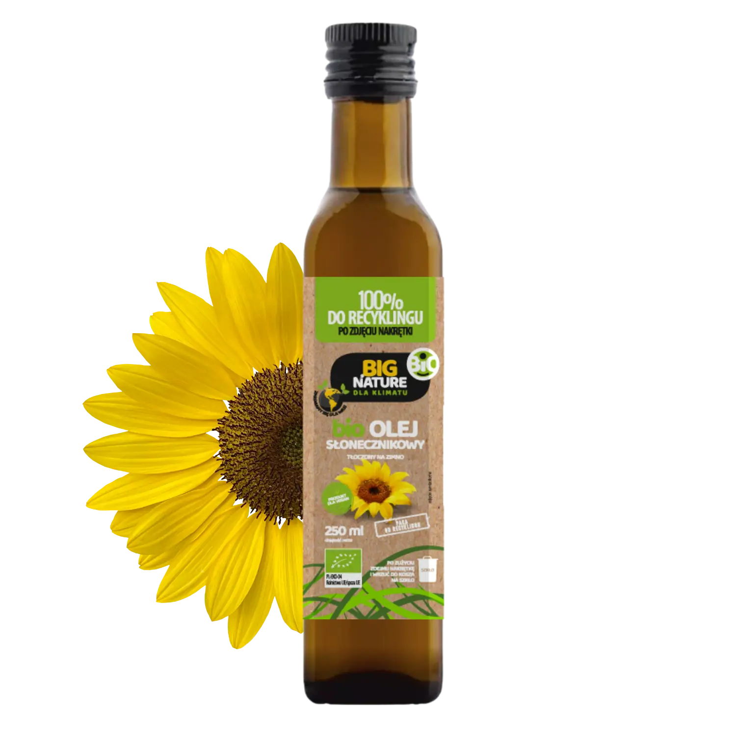 Olej słonecznikowy tłoczony na zimno bio 250ml - BIG NATURE