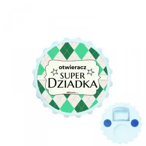 otwieracz magnes w kształcie kapsla SUPER DZIADEK 7 cm