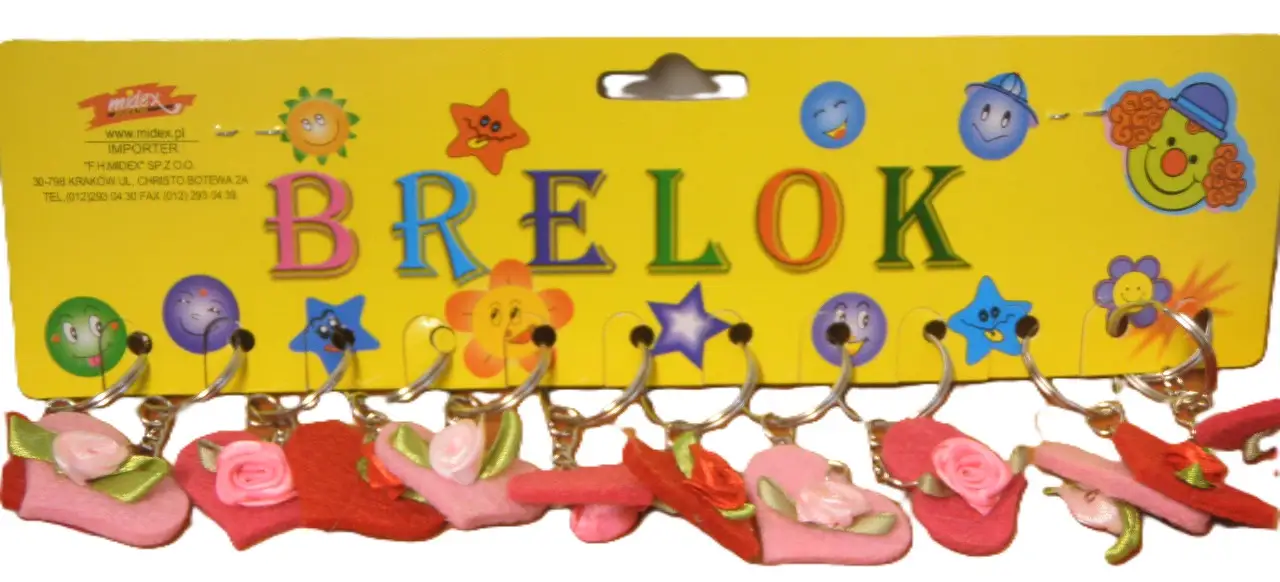 brelok 12szt serce filc z różą KD150