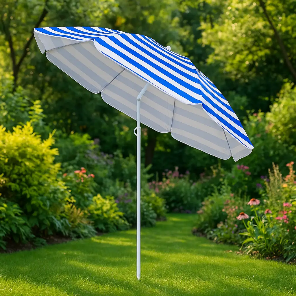 Parasol plażowy ogrodowy składany na balkon 180cm Niebieskie paski — 7
