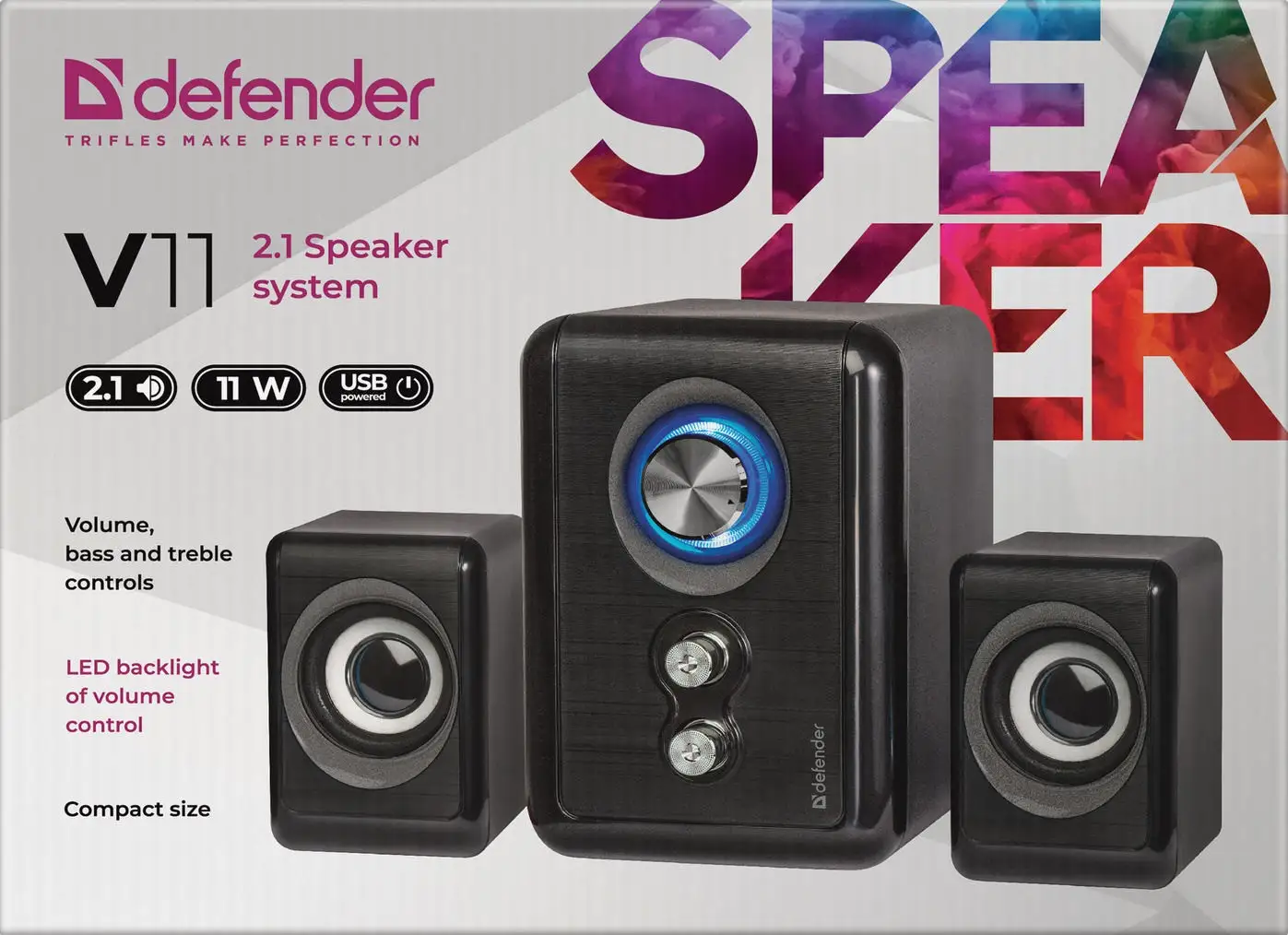 GŁOŚNIKI DEFENDER V11 2.1 11W USB — 4