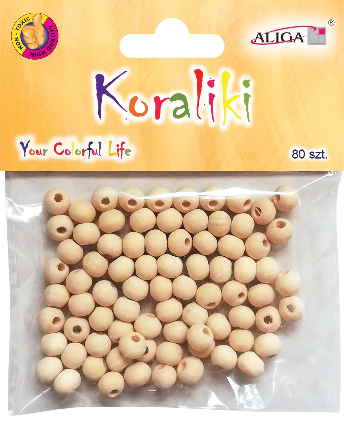 koraliki drewniane naturalne  8mm   80szt.  | PJ-5979