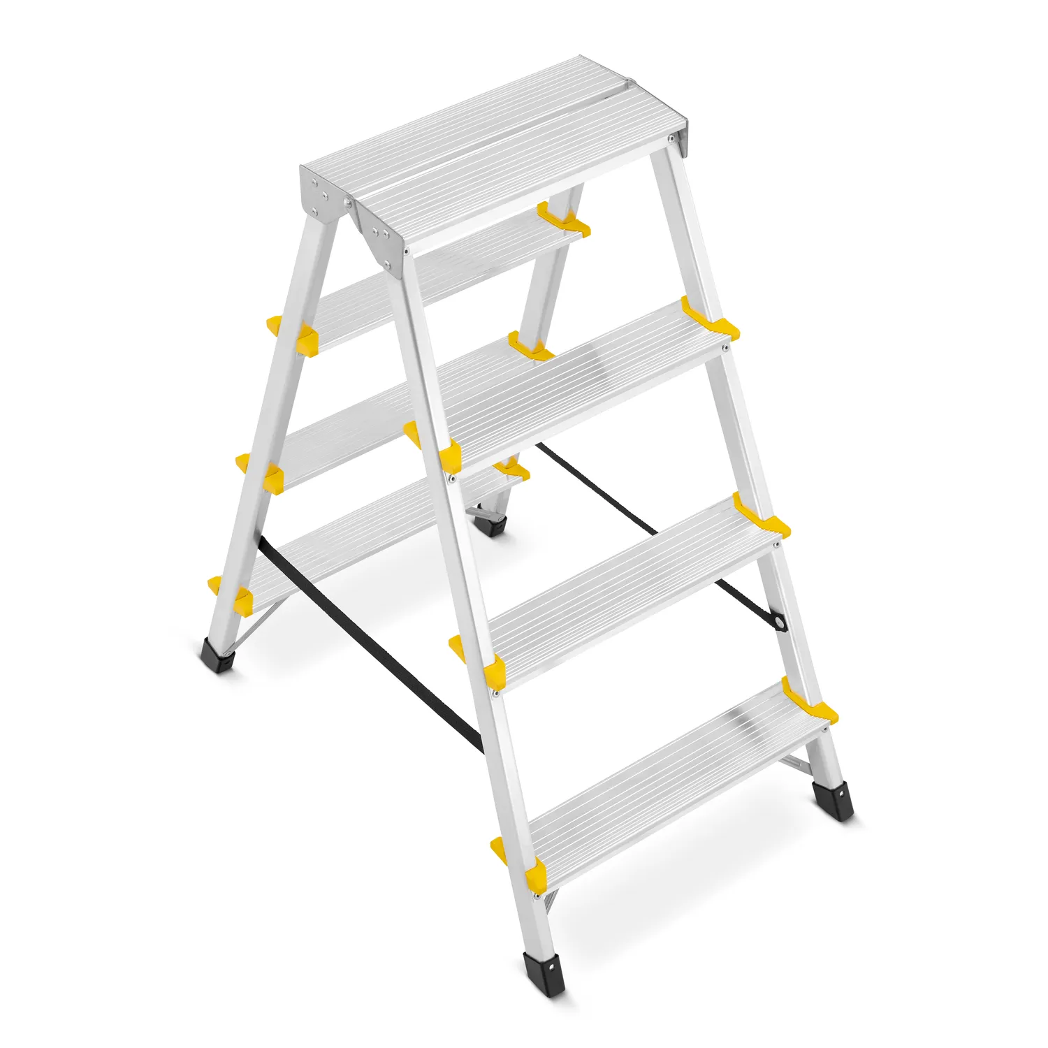 Drabina aluminiowa domowa dwustronna składana HIGHER 2x4 stopnie taboret podnóżek schodek — 8