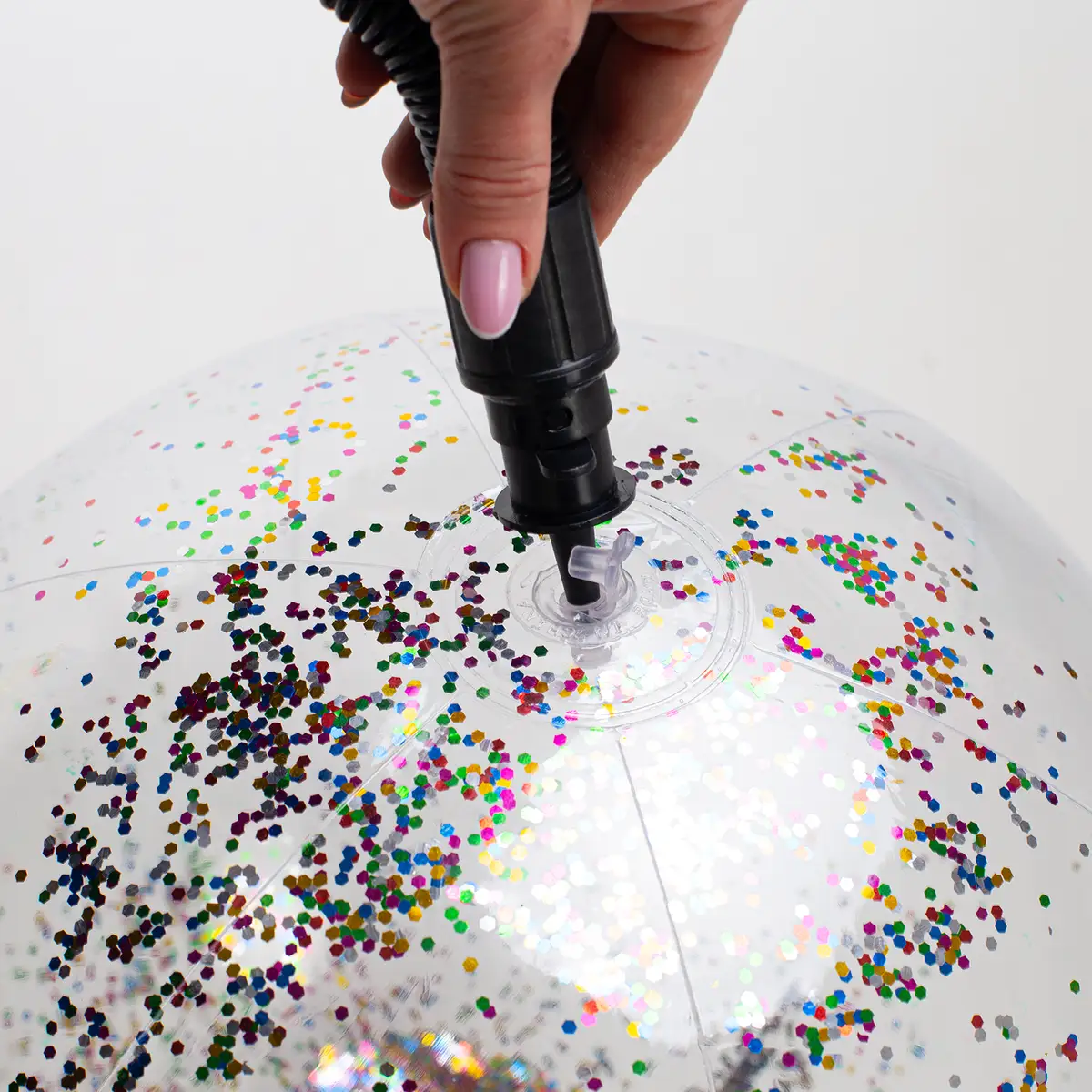 Piłka plażowa dmuchana cekinowa na basen 40cm multikolor — 6