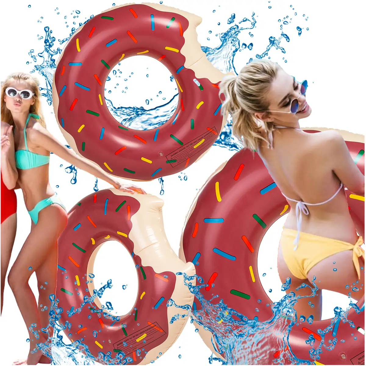 Duże koło dmuchane donut brązowy 120cm materac do wody pływania na basen xxl — 4