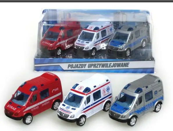 auto metalowe 3szt. POJAZDY UPRZYWILEJOWANE MINI VAN HKG069