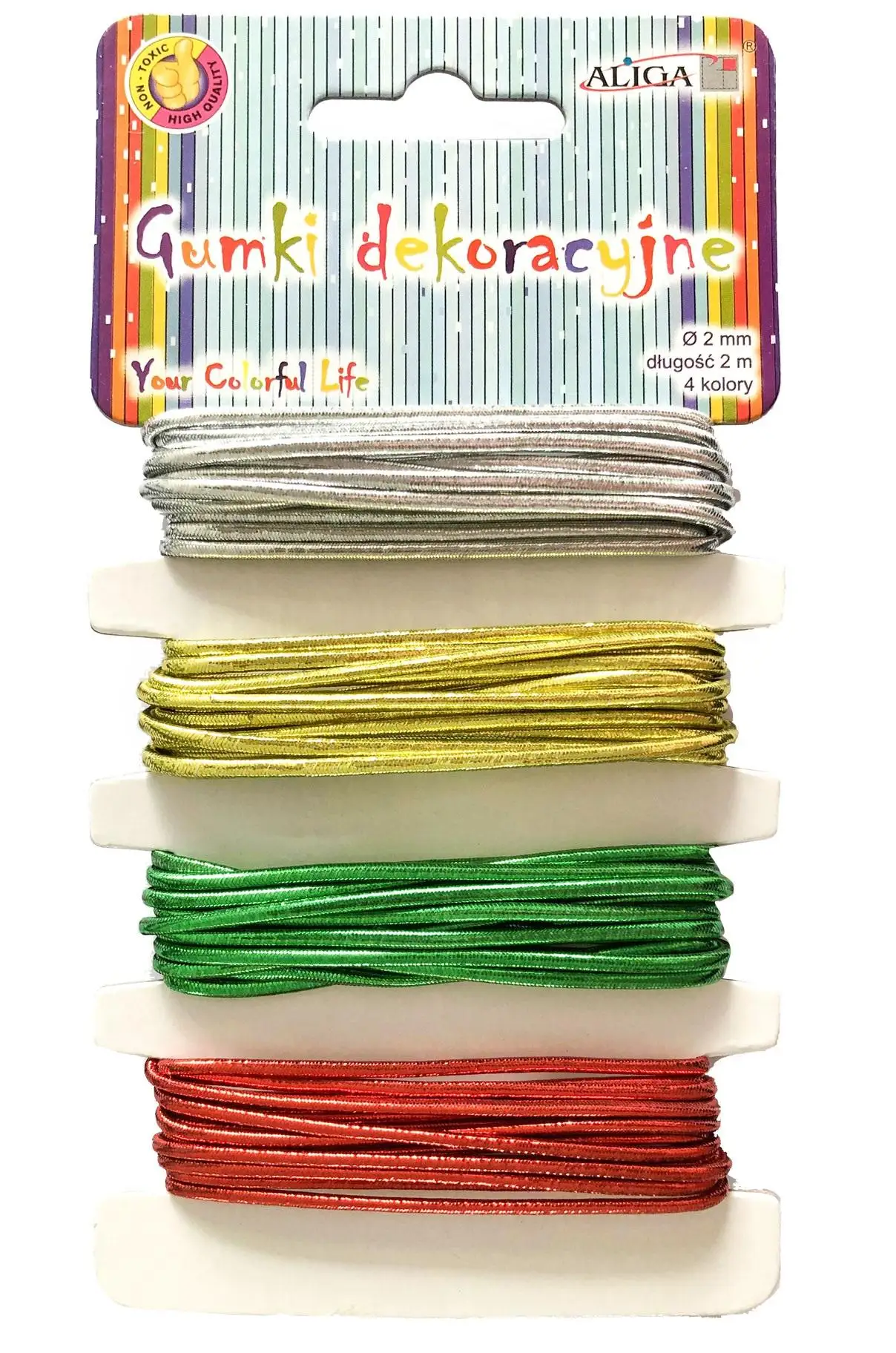 gumki dekoracyjne na blistrze 2mm x 2m sr, zł, zi, cz | GUM-6434