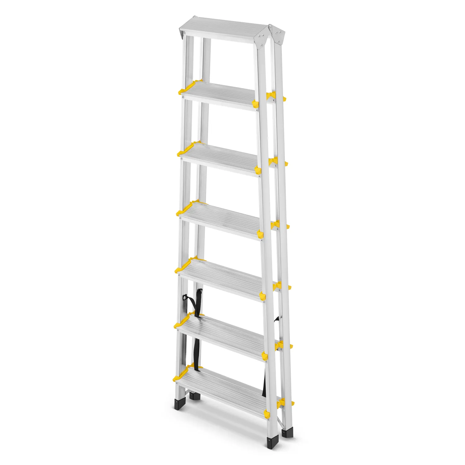 Drabina aluminiowa domowa dwustronna składana HIGHER 2x7 stopni taboret podnóżek schodek — 5