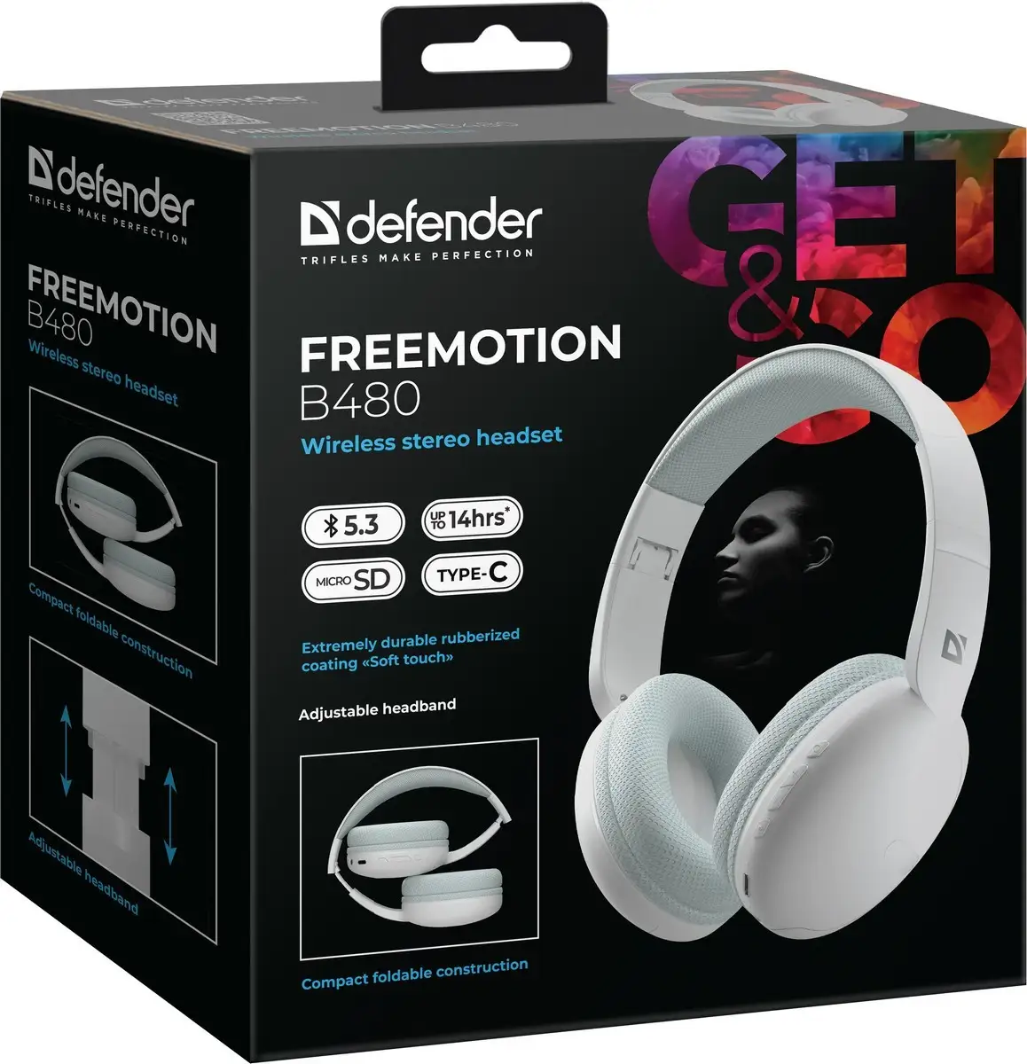 SŁUCHAWKI DEFENDER BLUETOOTH FREEMOTION B480 BIAŁE — 9