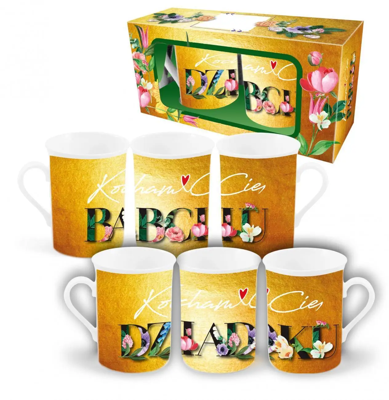 zestaw 2 kubków NBC wysokich 290ml - Kocham Cię Babciu, Kocham Cię Dziadku