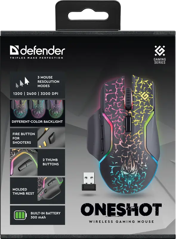 MYSZ DEFENDER GM-067 ONESHOT OPTIC RF RGB 3200dpi 7P — 9