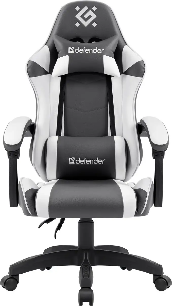 FOTEL DEFENDER FORTUNE SZARO-BIAŁY GAMING — 2