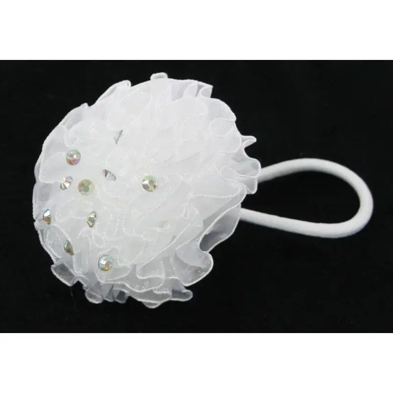gumki do włosów pompon + cyrkonie białe 10szt.  G7905